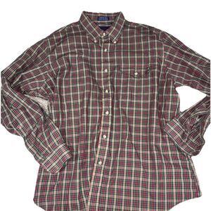 Vintage Hathaway Biddeford Poplin Plaid Button Down Shirt XL Long Sleeve 80s 90s